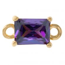 Glas Jewelry Connector (12 x 6 x 4.5 mm) Violet-Gold (2 pcs)