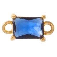 Glas Jewelry Connector (12 x 6 x 4.5 mm) Prussian Blue-Gold (2 pcs)