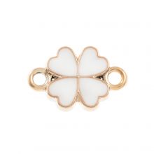 CCB Acrylic Jewelry Connector Enamel Clover (22 x 14.5 x 3 mm) White-Gold (5 pcs)