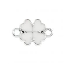 CCB Acrylic Jewelry Connector Enamel Clover (22 x 14.5 x 3 mm) White-Altsilber (5 pcs)