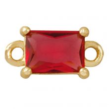 Glas Jewelry Connector (12 x 6 x 4.5 mm) Red-Gold (2 pcs)