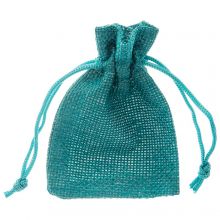 Jute Bags (9 x 7 cm) Turquoise (10 pcs)