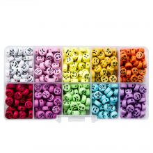 Bead Kit - Acrylic Smiley Face Beads - Various Mimics (7 x 4 mm) Mix Color-Black (500 pcs)