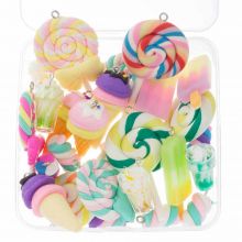 Polymer Clay & Resin Pendant Mix Candy (18 - 53 x 9 - 30 mm) Multi Color (26 pcs) 
