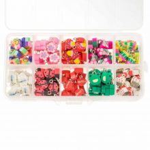 Polymer Clay Charm Mix (12 - 15 x 7 - 11 x 4 - 5 mm) Multi Color-Antique Silver (200 pcs) 