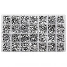 Bead Kit XL - Letter Beads A/Z (7 x 3.5 mm) Silver-Black (35 beads per letter)