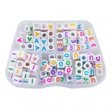 Bead Kit - Letter Beads Vowels Large Hole (6 x 6 mm) Mix Color (35 beads per letter)