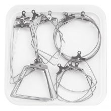 Jewelry Making Kit -Earring Frames (various shapes) Antique Silver (20 pcs)