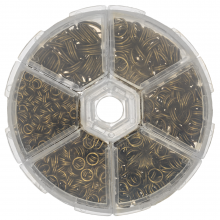 Variety Pack - Split Rings (4 - 10 x  0.5 - 0.7 mm) Bronze (1500 pcs)