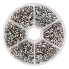 Variety Pack - Split Rings (4 - 10 x 1.4 mm) Antique Silver (1050 pcs)