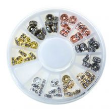 Bead Kit - Rhinestone Spacer Beads (5 mm) Mix Color (6 x 10 pcs)