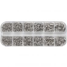 Variety Pack - Jump Rings (4 - 10 x 0.6 - 1 mm) Antique Silver (1000 pcs)