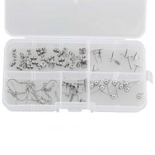 Jewelry Making Kit - Stainless Steel Stud Earrings (5 different types) Antique Silver