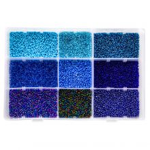 Bead Kit - Seed Beads (2 mm / 9 x 50 grams) Mix Color Blue