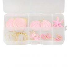 Jewelry Making Kit - Shell Earrings (16.5 - 36 x 8.5 - 30 mm) Gold-Pink (12 pcs)