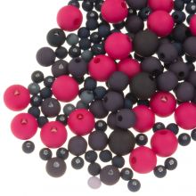 Bead Mix  - Acrylic Beads Mat (4 - 6 - 8 mm) Fuchsia Rose Mix (50 gram)