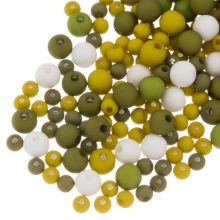 Bead Mix  - Acrylic Beads Mat (4 - 6 - 8 mm) Warm Olive Mix (50 gram)