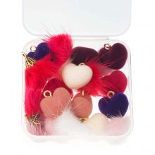 Soft Hearts and Tassels Pendant Set (18 x 13 - 20 - 30 mm) Sweet Mix Color (20 pcs)
