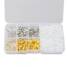 Variety Pack - Stud Earring Backs (various types) Gold / Antik Silver / Transparent (920 pcs)