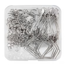 Jewelry Making Kit -Earrings with Jump Rings and Backs (Antique Silver) 40 pcs