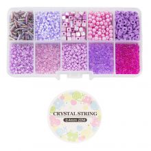 Jewelry Making Kit - Glass & Acrylic Beads (various sizes) Mix Color Purple
