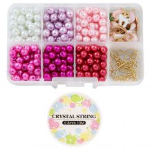 Jewelry Making Kit - Glass Beads, Charms & Earring Hooks (various sizes) Mix Color 