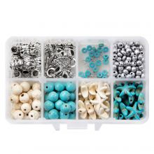 Jewelry Making Kit - Synthetic Turquoise, Metal Beads, Seed Beads & Charms (various sizes) Mix Color 