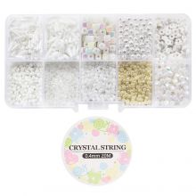 Jewelry Making Kit - Glass Beads, Polymer Clay Beads & Acrylic Beads (various sizes) Mix Color White