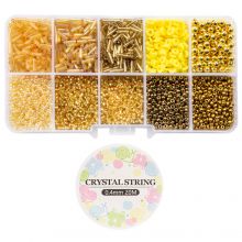Jewelry Making Kit - Glas Beads, Polymer Clay Beads & Acrylic Beads (various sizes) Mix Color Yellow