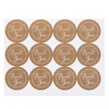 Round Sticker Sheets - Thank you (3.5 cm) Brown (12 stickers)