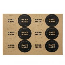 Round Sticker Sheets - Handmade (3.5 cm) Black-Brown (12 stickers)