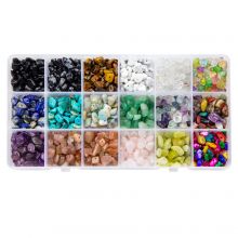 Bead Kit - Gemstone Chip Beads (3 - 8 mm) Mixed Stones (18 x 15 grams)