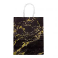 Gift Bags Kraft Paper Marble Pattern (15 x 21 x 8 cm) Black-Gold (1 pcs)