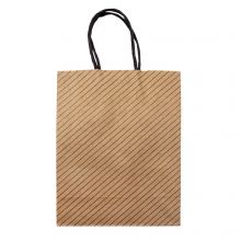 Gift Bags Kraft Paper Stripes (15 x 21 x 8 cm) Brown-Black (1 pcs)
