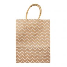 Gift Bags Kraft Paper Waves (15 x 21 x 8 cm) Brown-White (1 pcs)