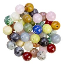 Bead Mix - Gemstone Beads (10 mm) Mixed Stone (100 gram / ca 65 pcs)