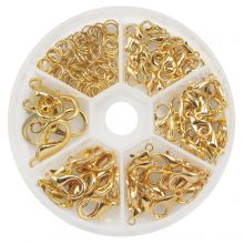 Variety Pack -  Lobster Clasps (10 - 20 x 6 - 11 mm) Gold (120 pcs)