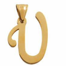 Stainless Steel Letter Pendant U (32 mm) Gold (1 pc)