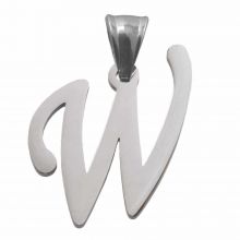 Stainless Steel Letter Pendant W (33 x 22 x 2 mm) Antique Silver (1 pcs)