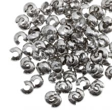 Stainless Steel Crimp Bead Covers (4 mm) Antique Silver (25 pcs)