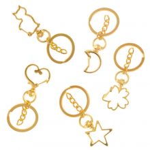 Key Ring with Chain (62 - 70 x 28 mm) Gold (5 pcs)