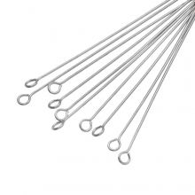 Stainless Steel Eye Pins (50 mm) Antique Silver (100 pcs) 0.7 mm Thick 