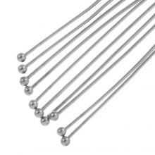 Stainless Steel Head Pins (40 mm) Antique Silver (50 pcs) 0.7 mm Thick 