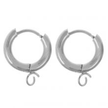 Stainless Steel Huggie Earrings (16 x 13 mm) Antique Silver (4 pcs)