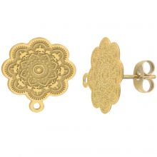 Stainless Steel Stud Earrings (17 x 15 mm) Gold (4 pcs)