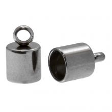 Stainless Steel End Caps (inside size 4 mm) Antique Silver (10 pcs)