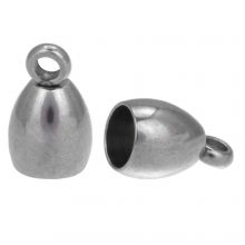 Stainless Steel End Caps  (inside size 5 mm) Antique Silver (10 pcs)