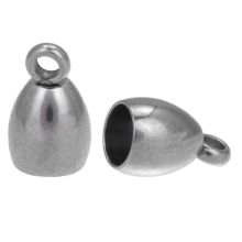 Stainless Steel End Caps (inside size 4 mm) Antique Silver (10 pcs)