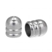 Stainless Steel End Caps with Bead Hole (inside size 6 mm) Antique Silver (10 pcs)