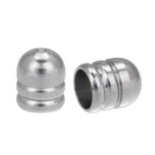 Stainless Steel End Caps with Bead Hole (inside size 4 mm) Antique Silver (10 pcs)